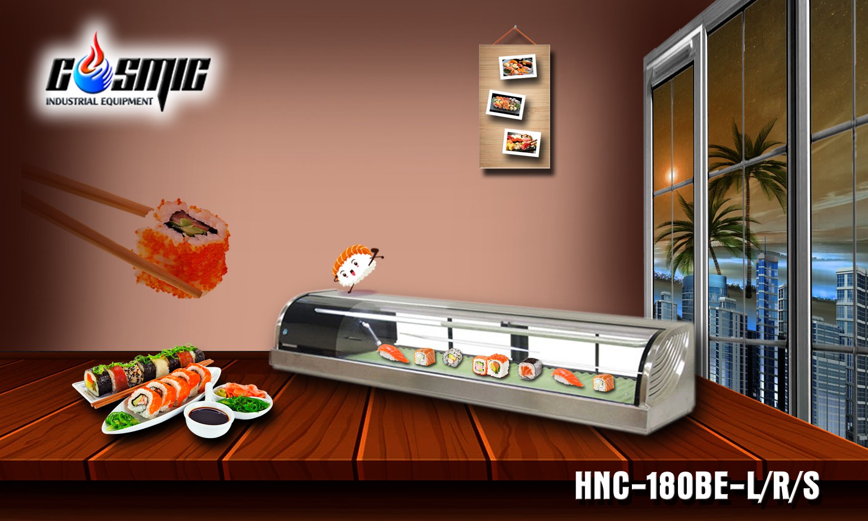 HOSHIZAKI HNC-180BE-L/R-S TỦ TRƯNG BÀY SUSHI 1800MM - Cosmic.vn